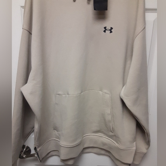 NWT Men Under Armour Timberwolf Taupe Pocket Front Sportstyle Soft Fleece Hoodie - Picture 7 of 11